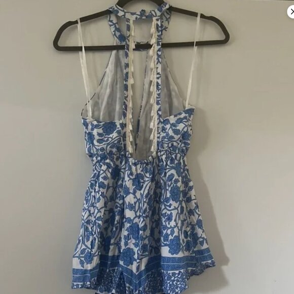 LF Debbie Debbie Blue and White Floral Romper with Tassels - Picture 2 of 3